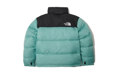 The North Face Splicing White And Celeste Long-sleeved down jacket 02