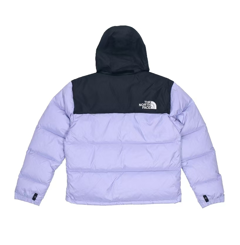 TheNorthFace Splicing White And Lavender Color Long-sleeved down jacket