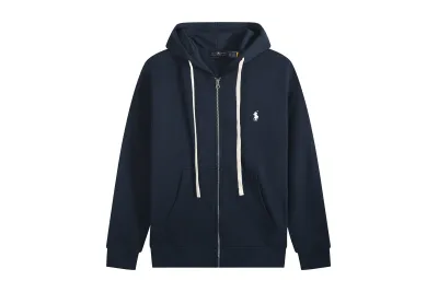 Polo Ralph Lauren Hoodie - Navy with white lace & white logo 01