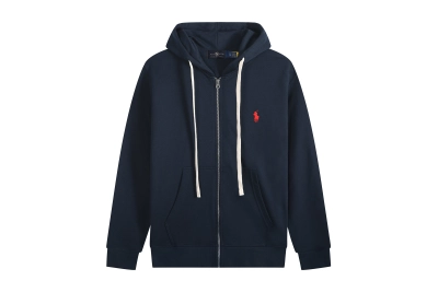 Polo Ralph Lauren Hoodie - Black with white lace & red logo 01