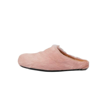 PKGoden Pink long hair calfskin Fussbett sabot Marni Slides 01