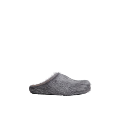PKGoden Grey long-hair calfskin Fussbett sabot Marni Slides 01
