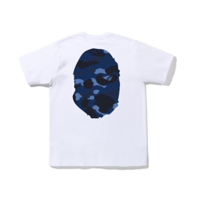 BAPE t-shirt Color Camo Big Ape Head Tee White Blue  02