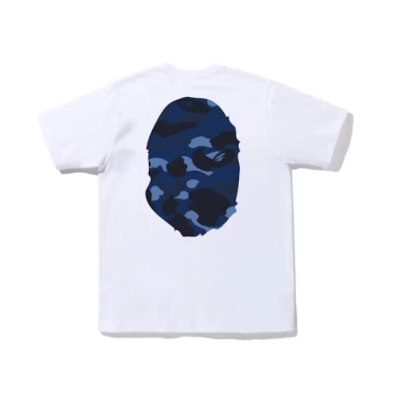 BAPE t-shirt Color Camo Big Ape Head Tee White Blue  02