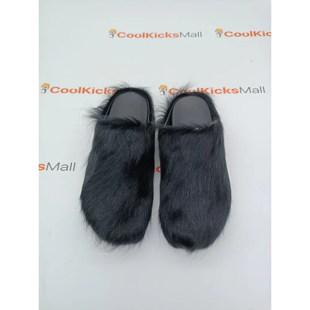 PKGoden Black long hair calfskin Fussbett sabot Marni Slides