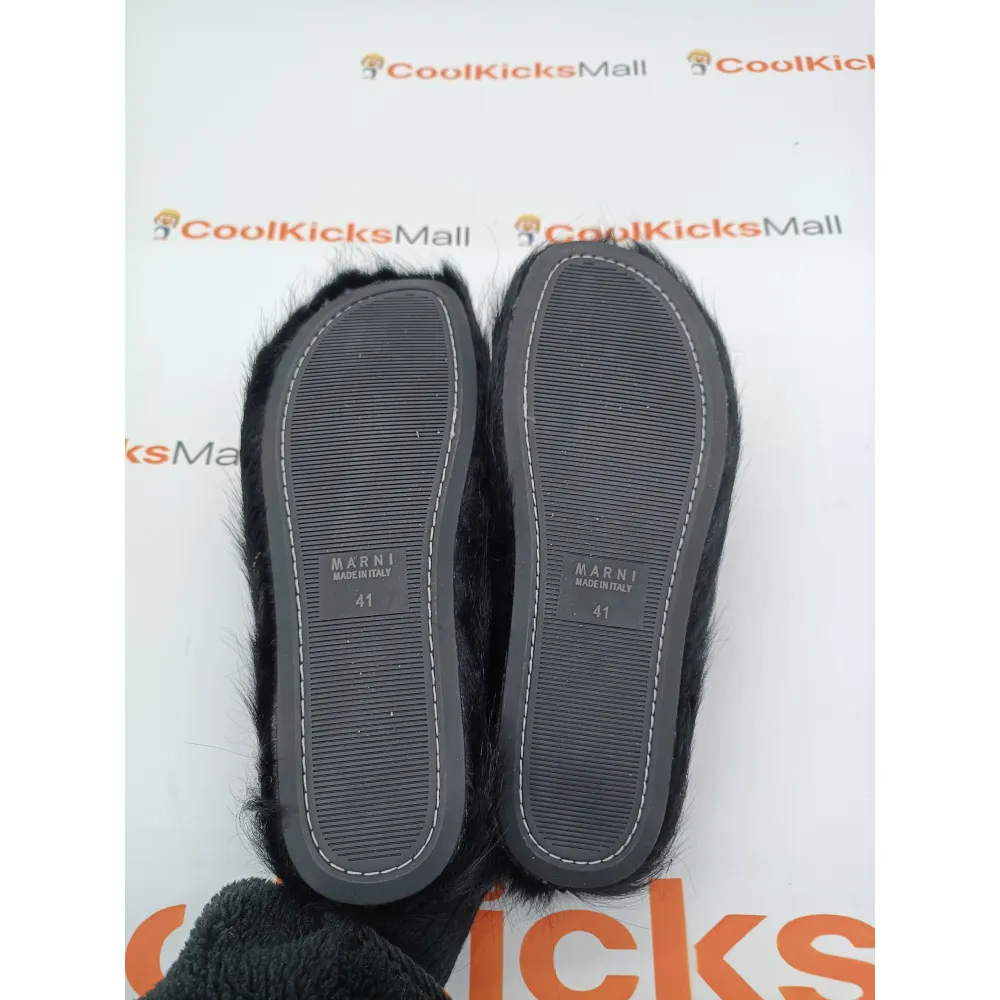 PKGoden Black long hair calfskin Fussbett sabot Marni Slides