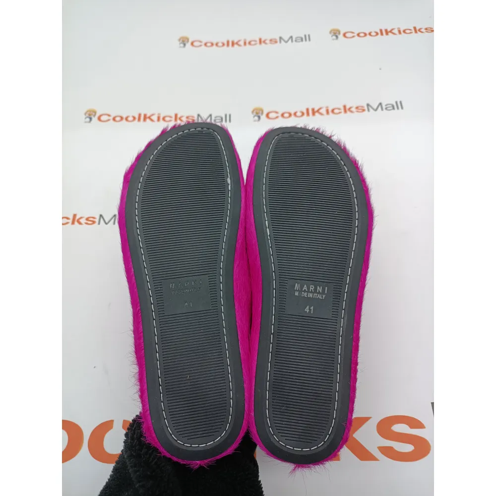 PKGoden Fuchsia long-hair calfskin Fussbett sabot Marni Slides