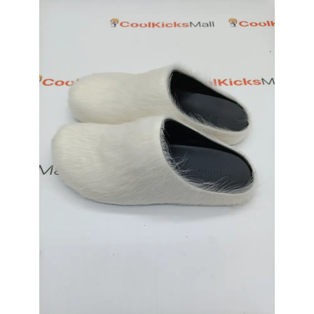 PKGoden Grey White long hair calfskin Fussbett sabot Marni Slides