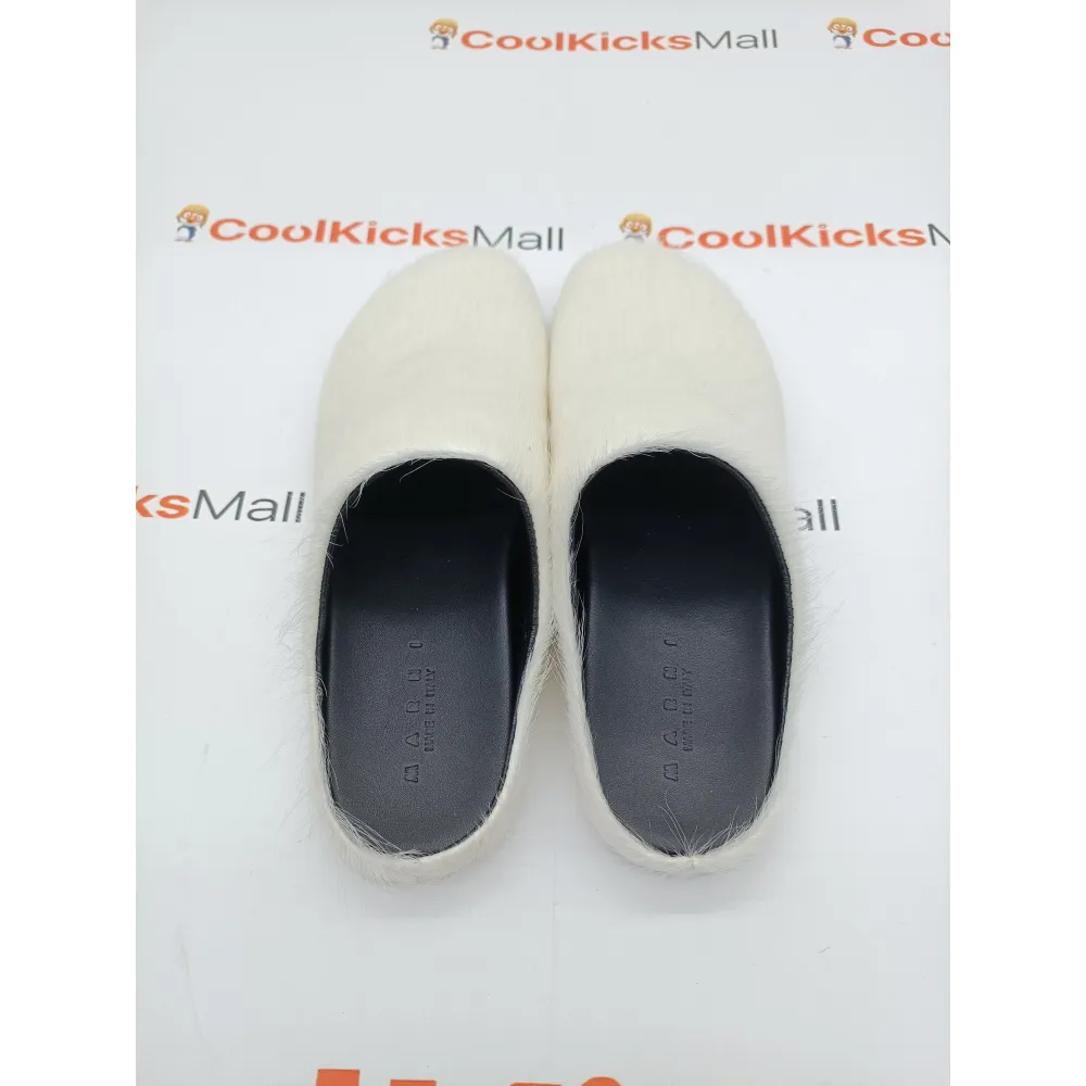 PKGoden Grey White long hair calfskin Fussbett sabot Marni Slides
