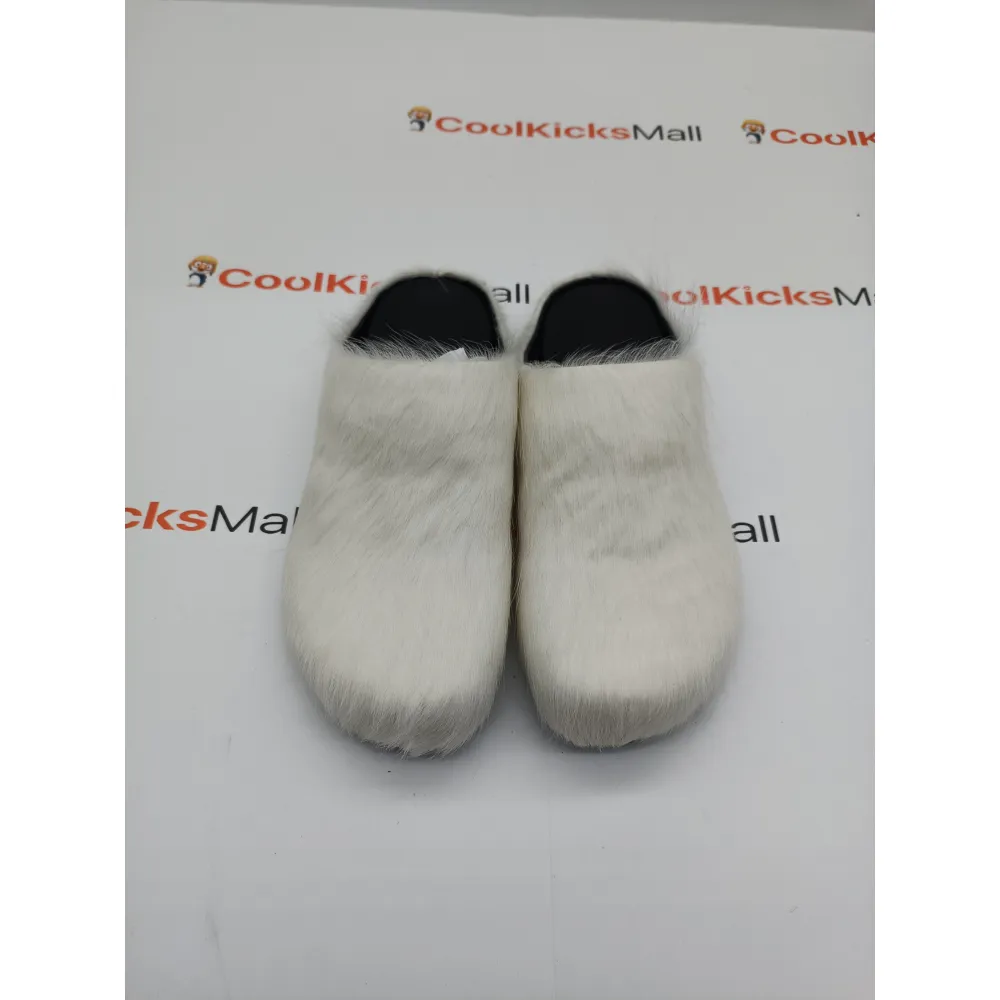 PKGoden Grey White long hair calfskin Fussbett sabot Marni Slides