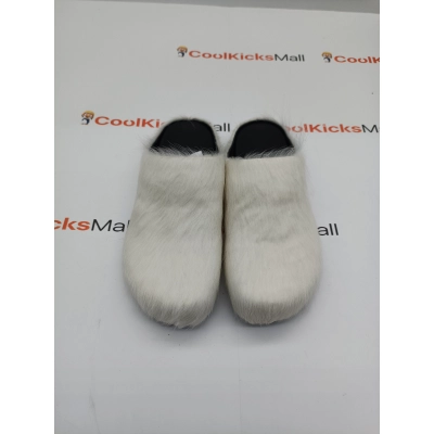 PKGoden Grey White long hair calfskin Fussbett sabot Marni Slides 02