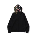 BAPE Shark Full Zip Hoodie Camo Hood Black 