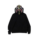 BAPE ABC Camo Shark Wide Fit Full Zip Double Hoodie Black