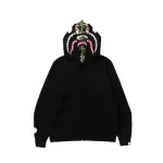 BAPE ABC Camo Shark Wide Fit Full Zip Double Hoodie Black