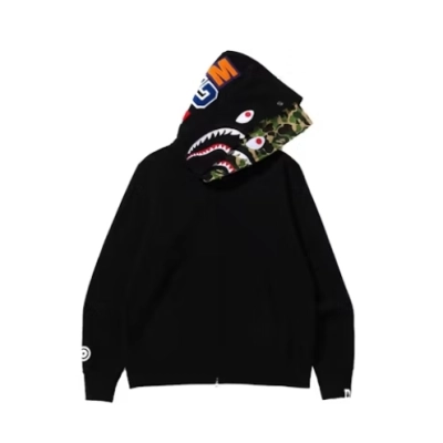 BAPE ABC Camo Shark Wide Fit Full Zip Double Hoodie Black 02