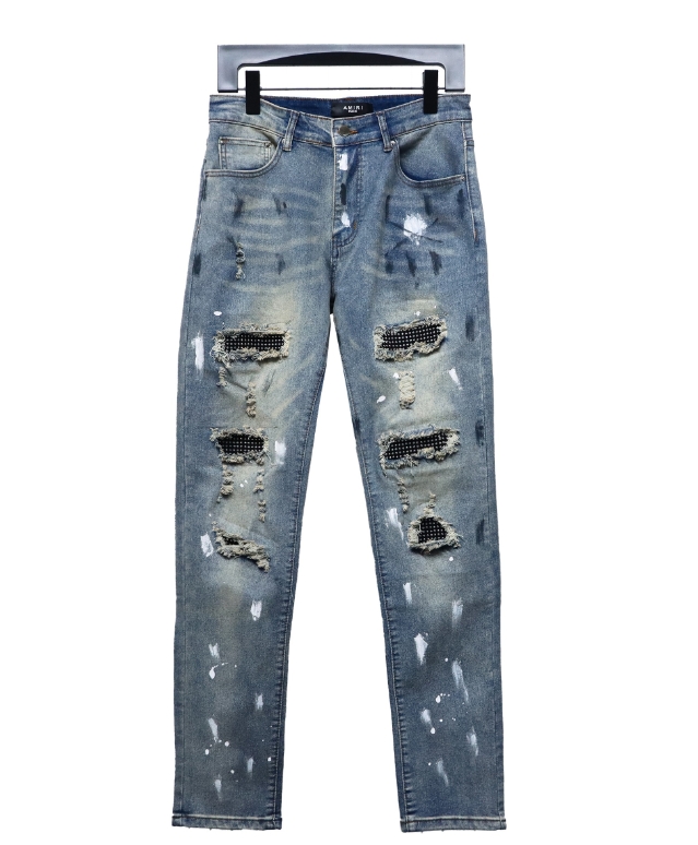 AMIRI ink-splashed rhinestone jeans