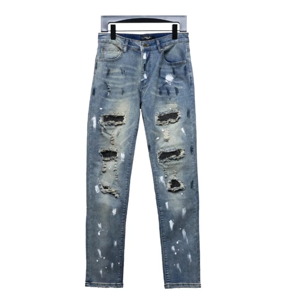 AMIRI ink-splashed rhinestone jeans