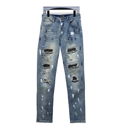 AMIRI ink-splashed rhinestone jeans 01