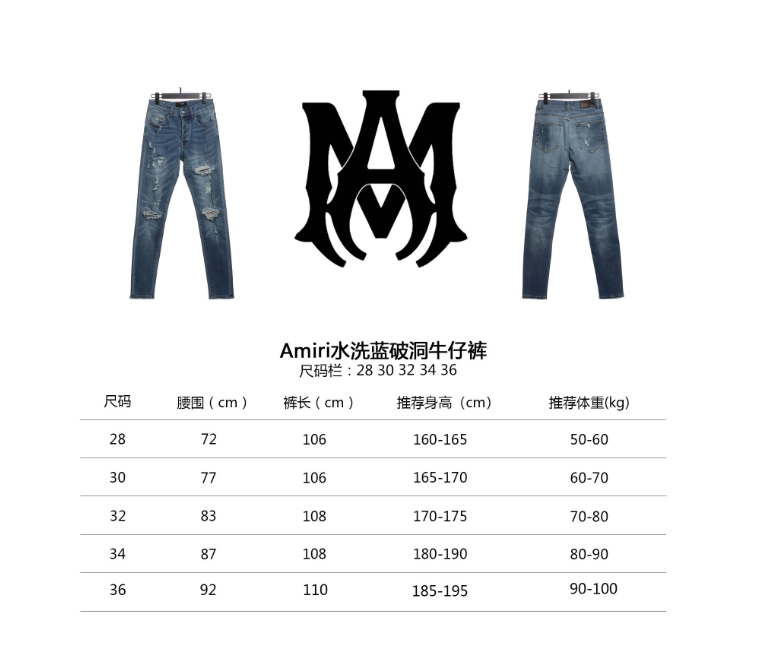 Amiri Washed Blue Distressed Jeans