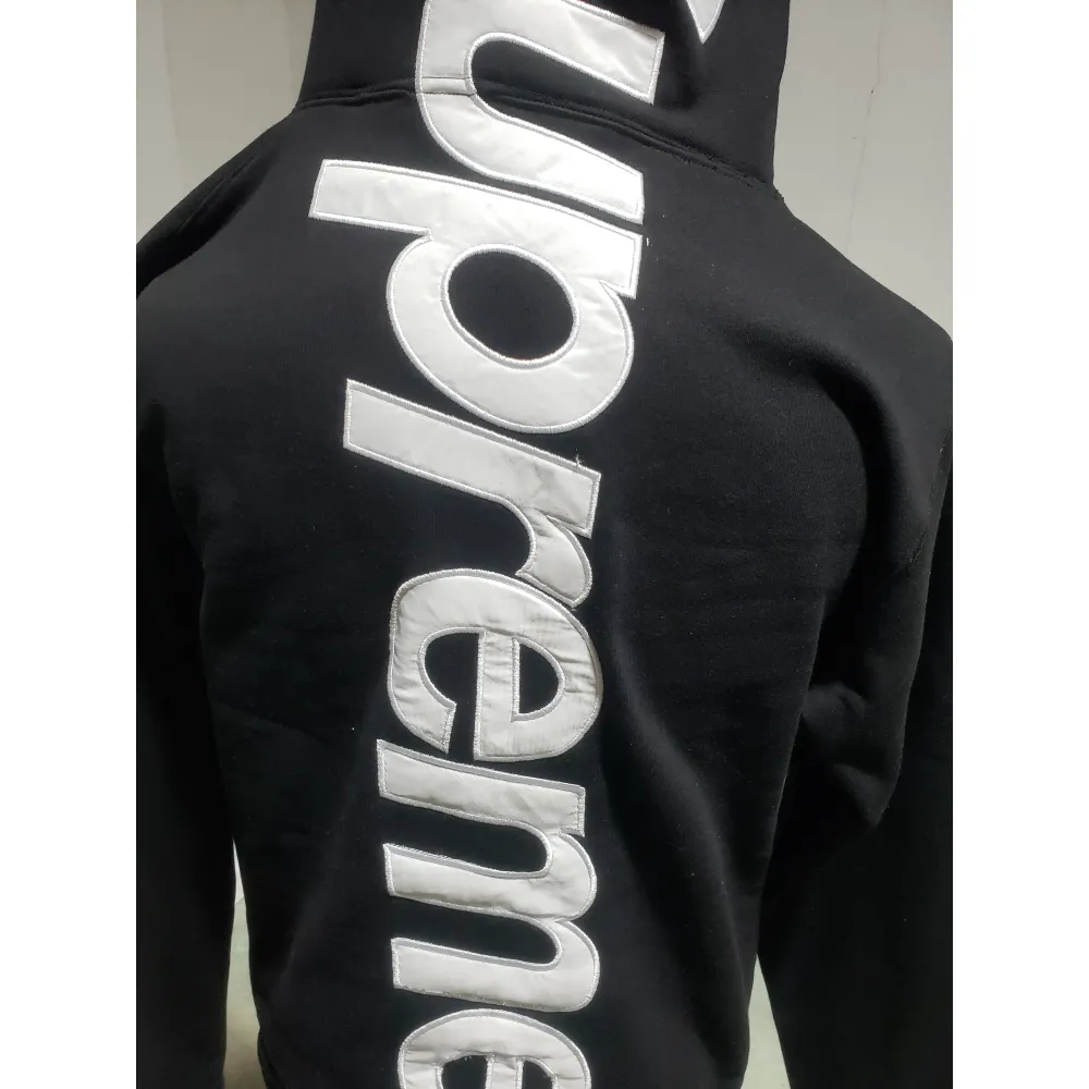 Supreme Satin Applique Hoodie Sweatshirt Black