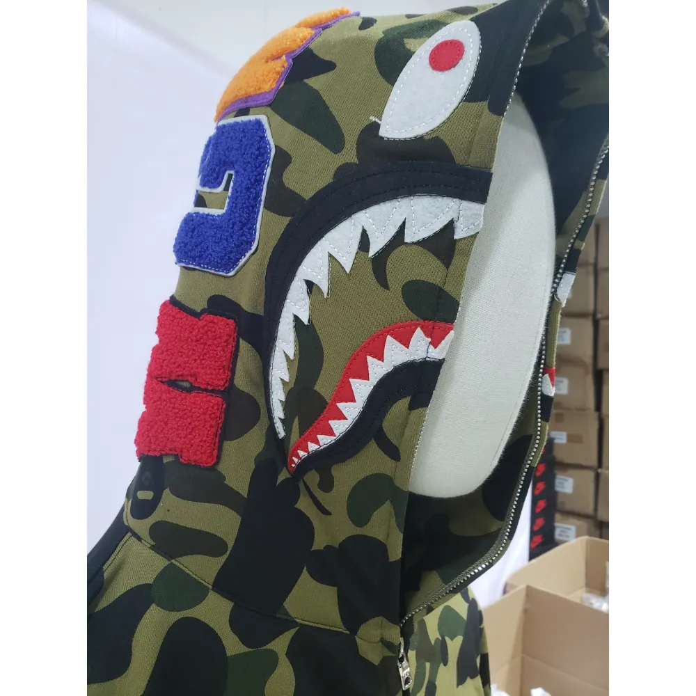 BAPE 1st Camo Shark Full Zip Hoodie Green