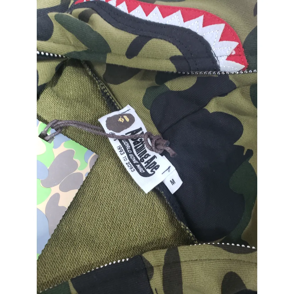 BAPE 1st Camo Shark Full Zip Hoodie Green