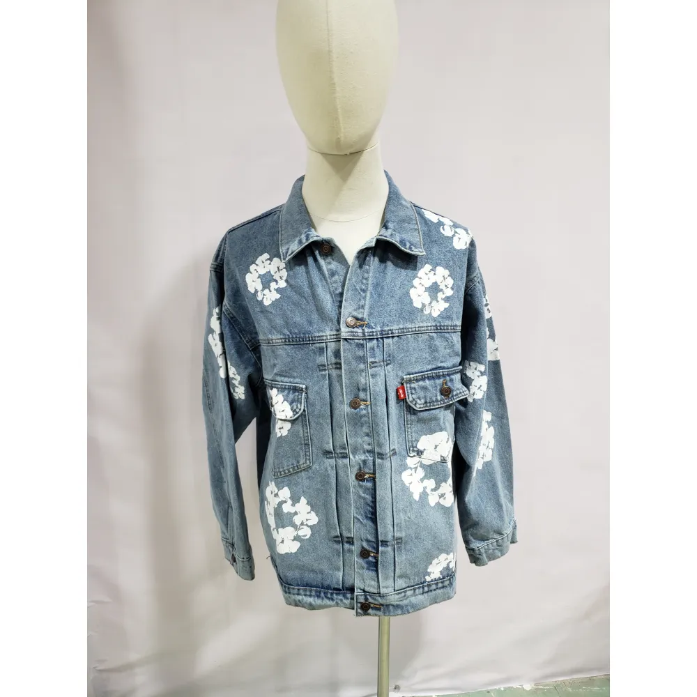 Denim Tears Type - 2 All Over Wreath Light Wash Jacket