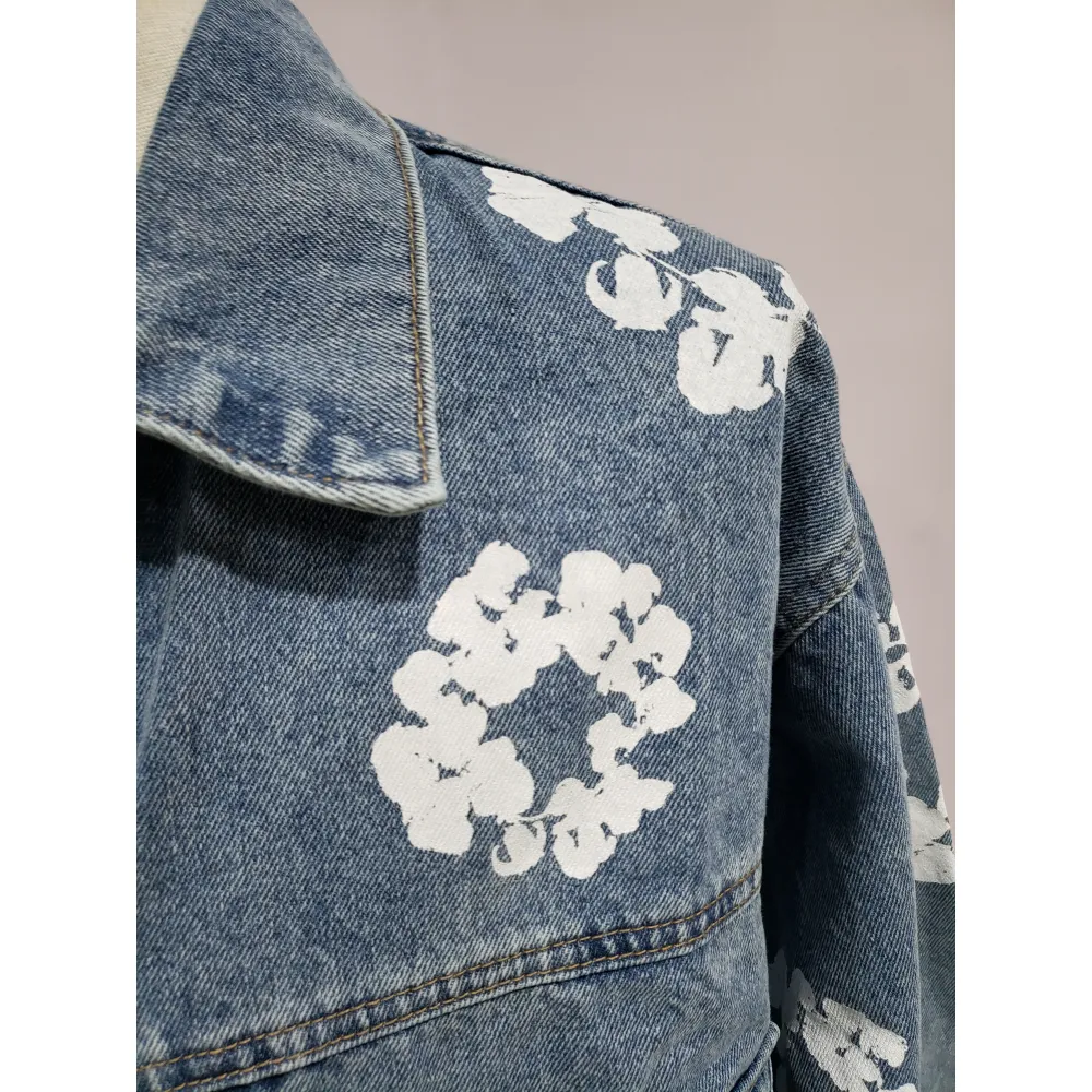 Denim Tears Type - 2 All Over Wreath Light Wash Jacket