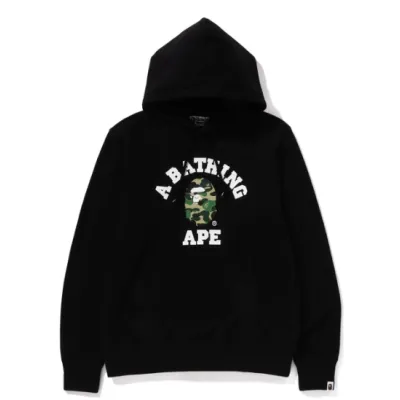BAPE ABC CAMO COLLEGE ORGANIC COTTON PULLOVER HOODIE 01