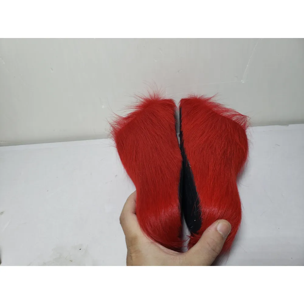 PKGoden Red long-hair calfskin Fussbett sabot Marni Slides
