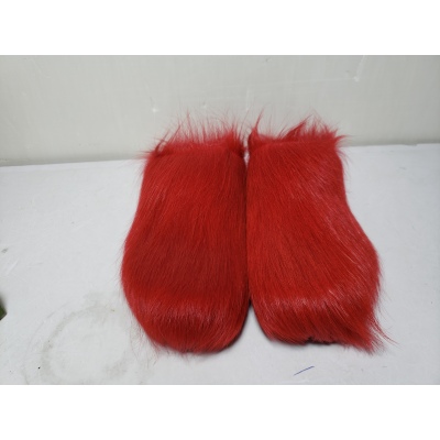 PKGoden Red long-hair calfskin Fussbett sabot Marni Slides 02