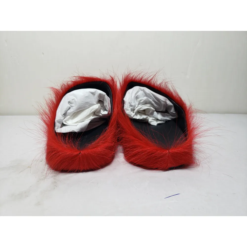 PKGoden Red long-hair calfskin Fussbett sabot Marni Slides
