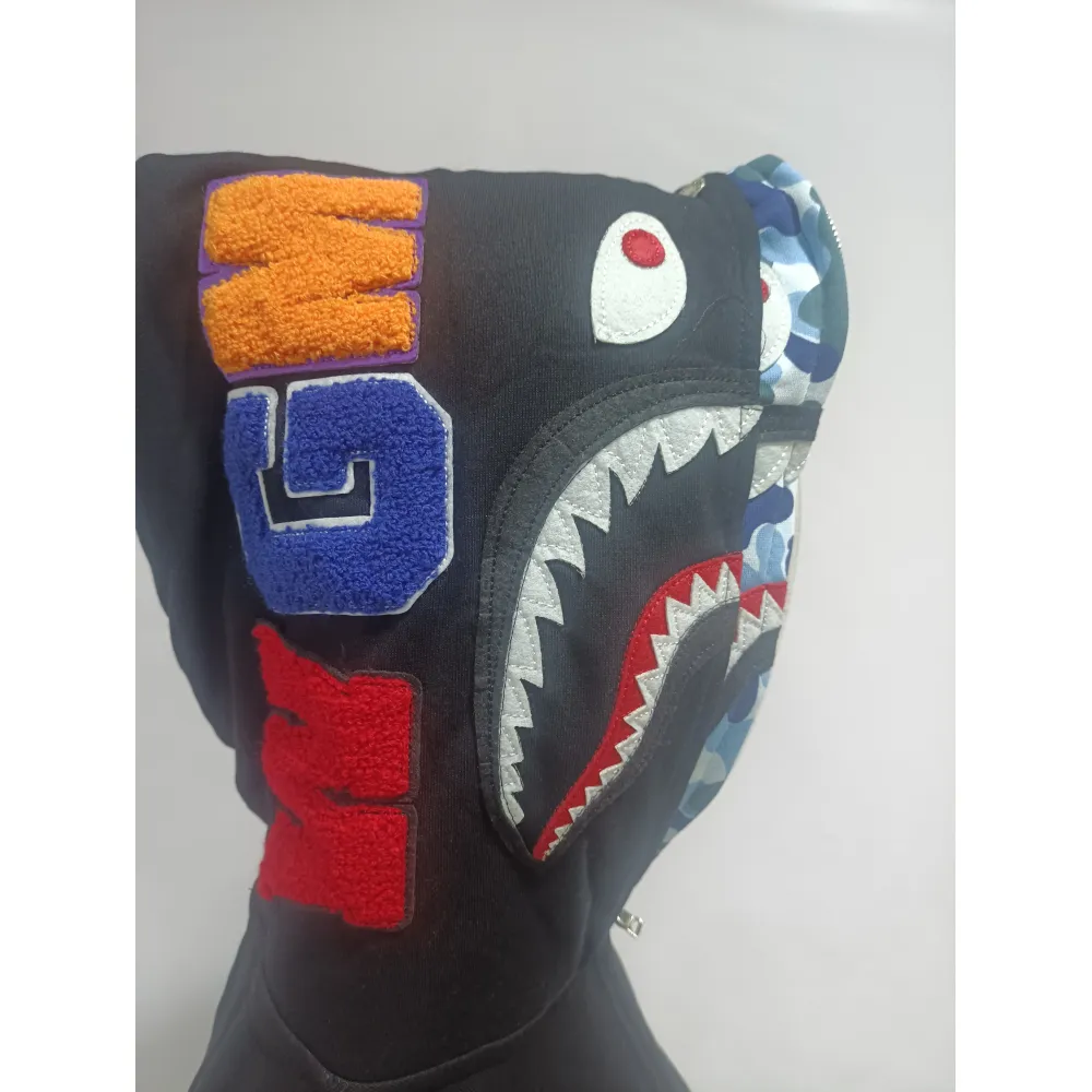 BAPE ABC Camo Shark Wide Fit Full Zip Double Hoodie Navy