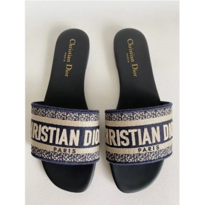 PKGoden DIOR DWAY NAVY BLUE FABRIC SLIDES 01