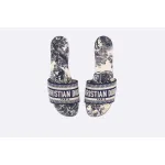 PKGoden Dior Dway Slide Vibrant Blue Embroidered Cotton and Toile de Jouy Motif 