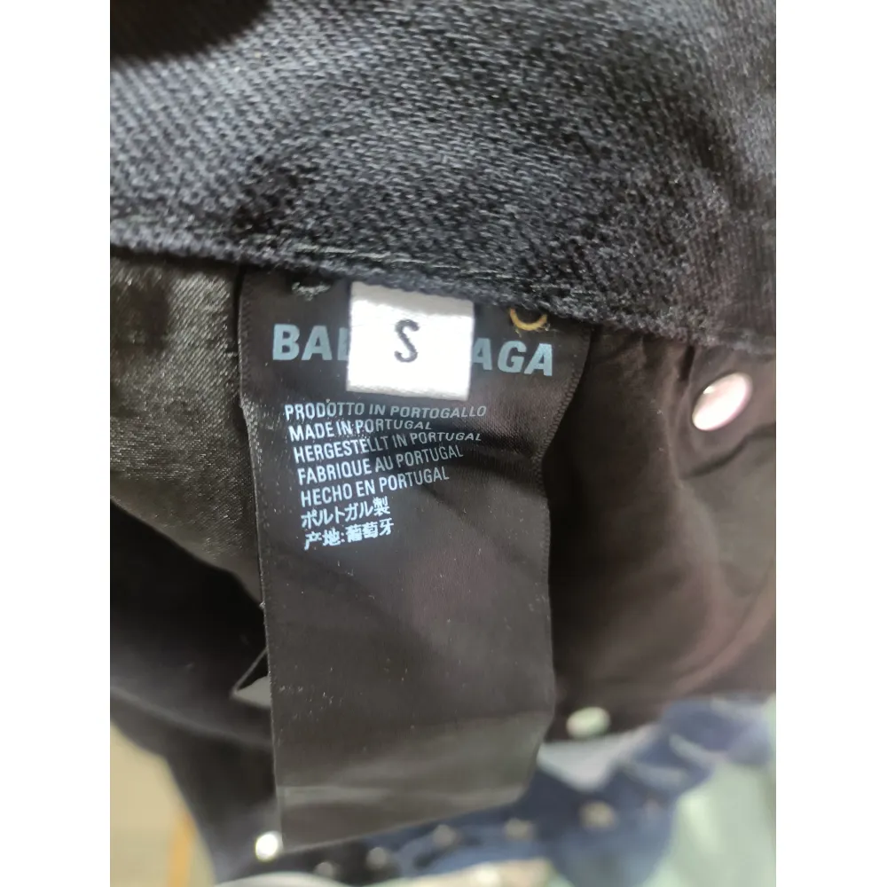 Balenciaga BLCG 24SS black and blue patchwork ripped denim Jeans