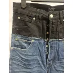 Balenciaga BLCG 24SS black and blue patchwork ripped denim Jeans