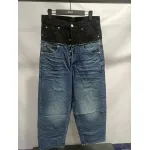 Balenciaga BLCG 24SS black and blue patchwork ripped denim Jeans
