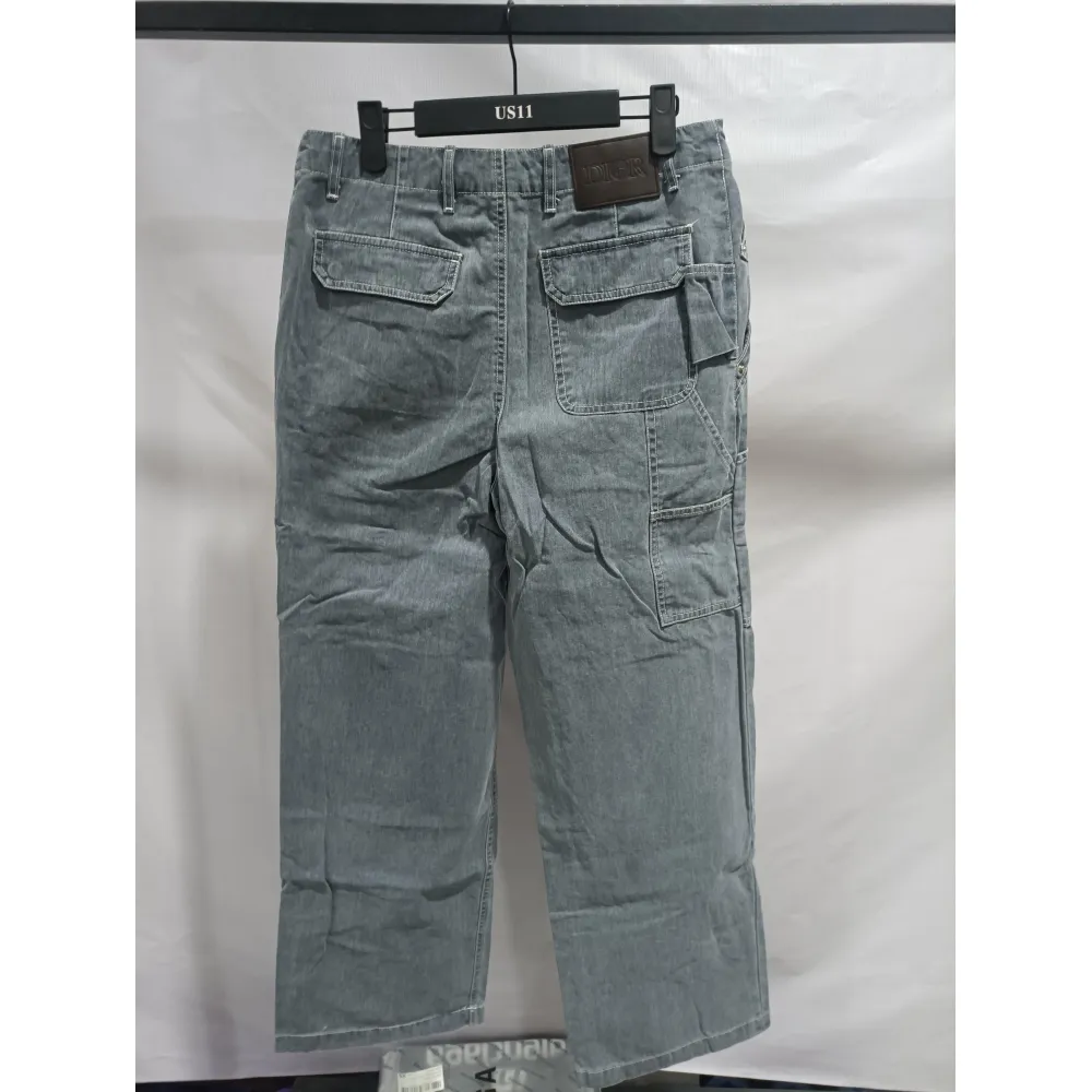 Dior x Stone Island joint 24Fw pocket Dior island logo work Jeans-gray blue 2