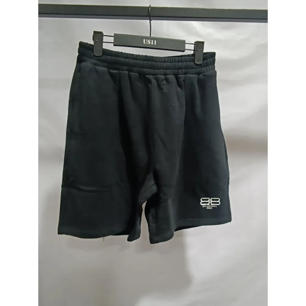 Balenciaga distressed washed lock embroidered Short Pants black