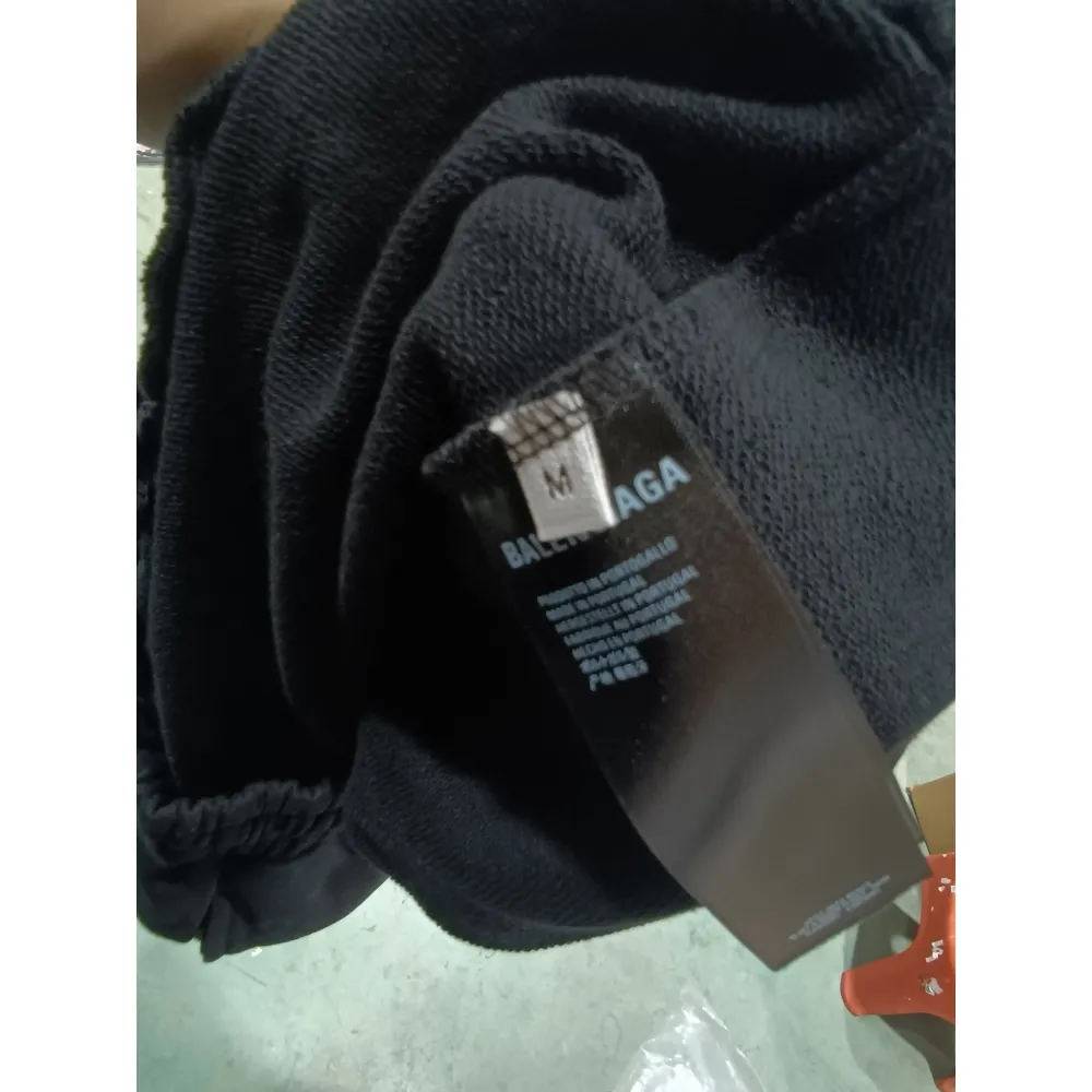 Balenciaga distressed washed lock embroidered Short Pants black