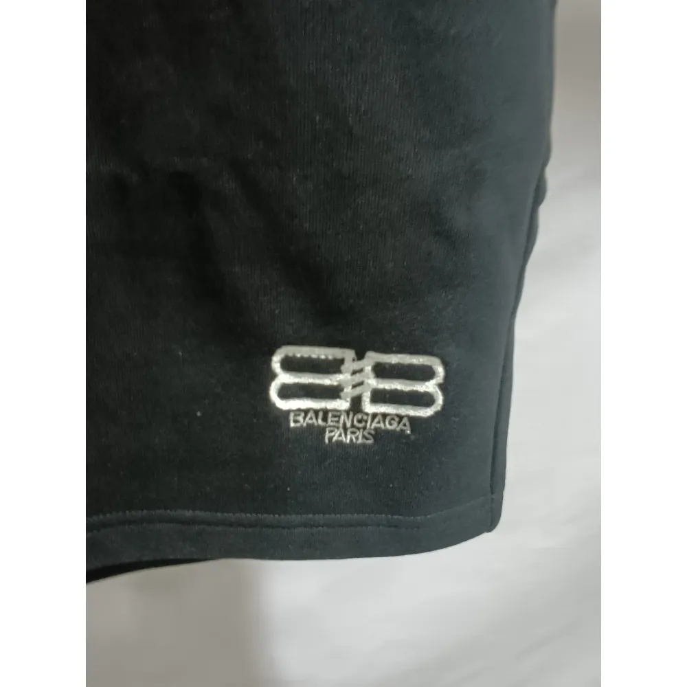 Balenciaga distressed washed lock embroidered Short Pants black