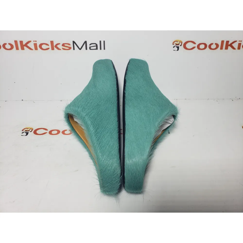PKGoden Dark Green long hair calfskin Fussbett sabot Marni Slides