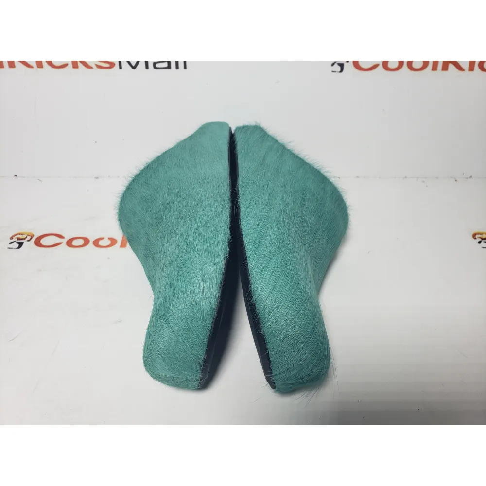 PKGoden Dark Green long hair calfskin Fussbett sabot Marni Slides