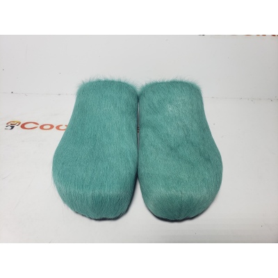 PKGoden Dark Green long hair calfskin Fussbett sabot Marni Slides 02