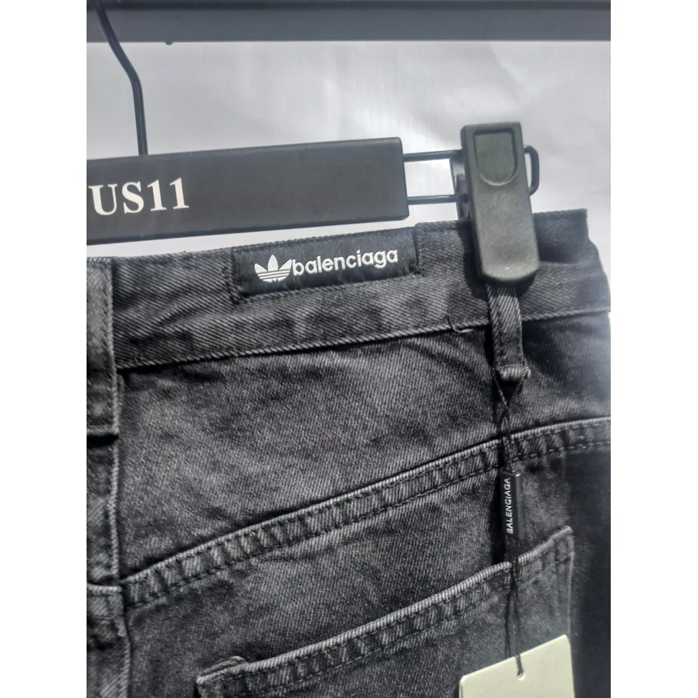 Balenciaga/Adidas joint three-bar ribbon washed Jeans 1
