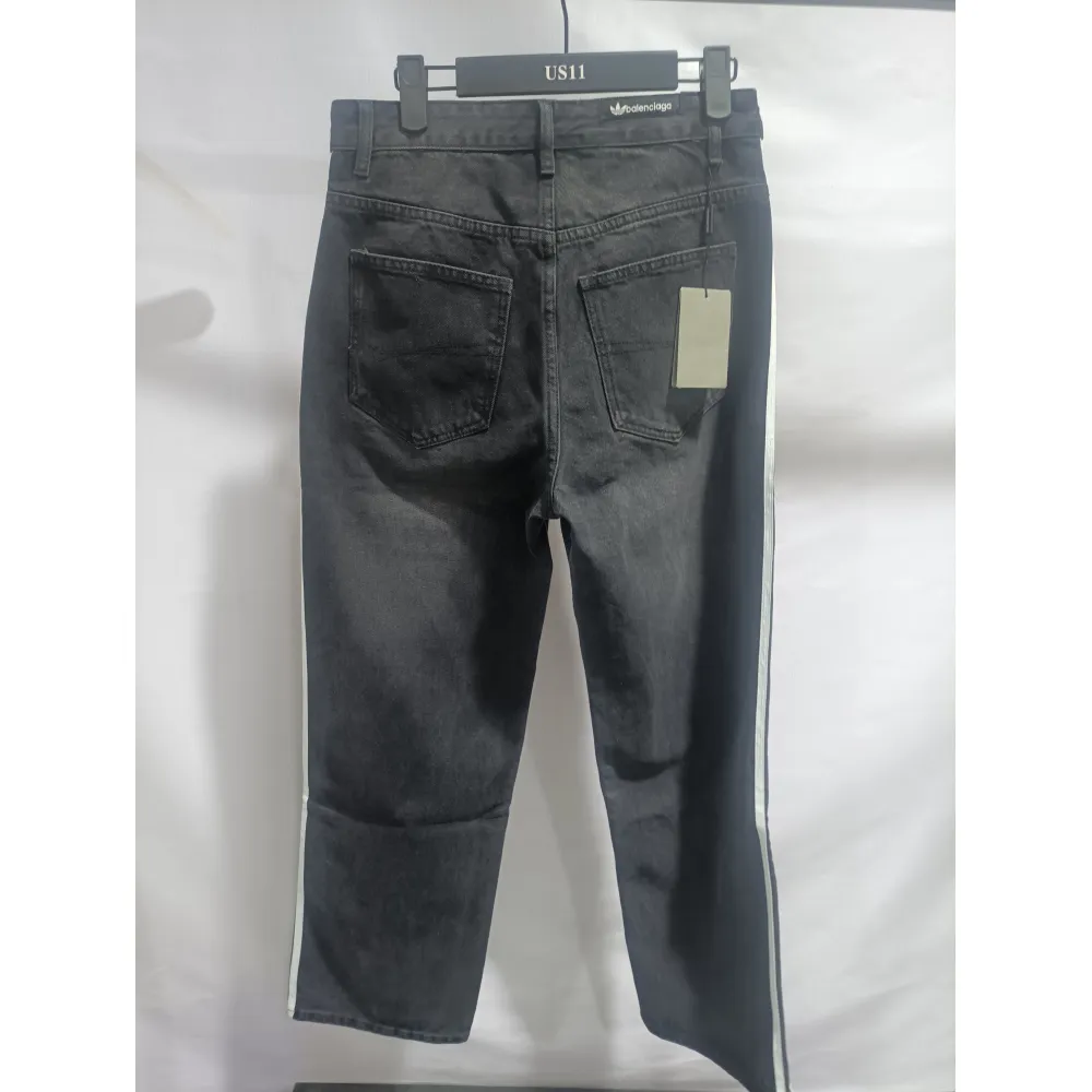 Balenciaga/Adidas joint three-bar ribbon washed Jeans 1