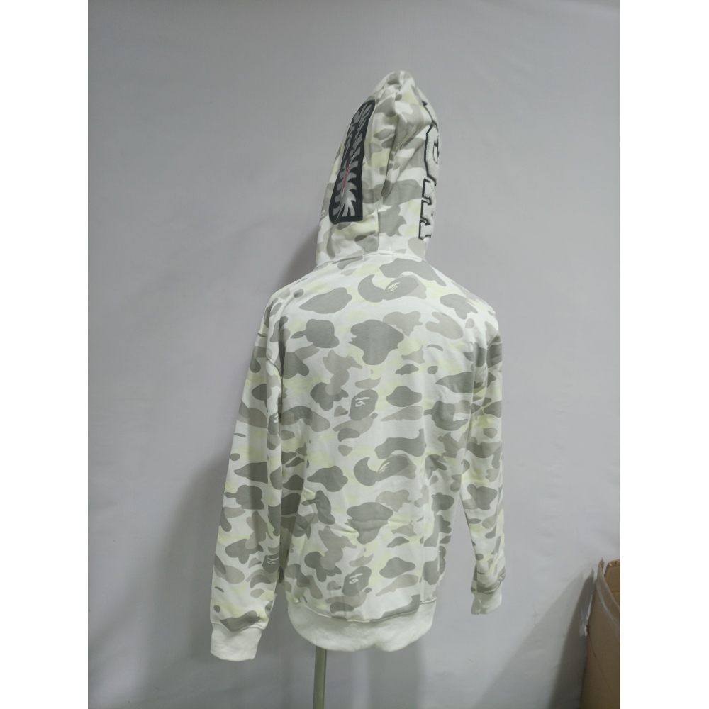BAPE classic black and white camouflage splicing luminous hoodie 1902
