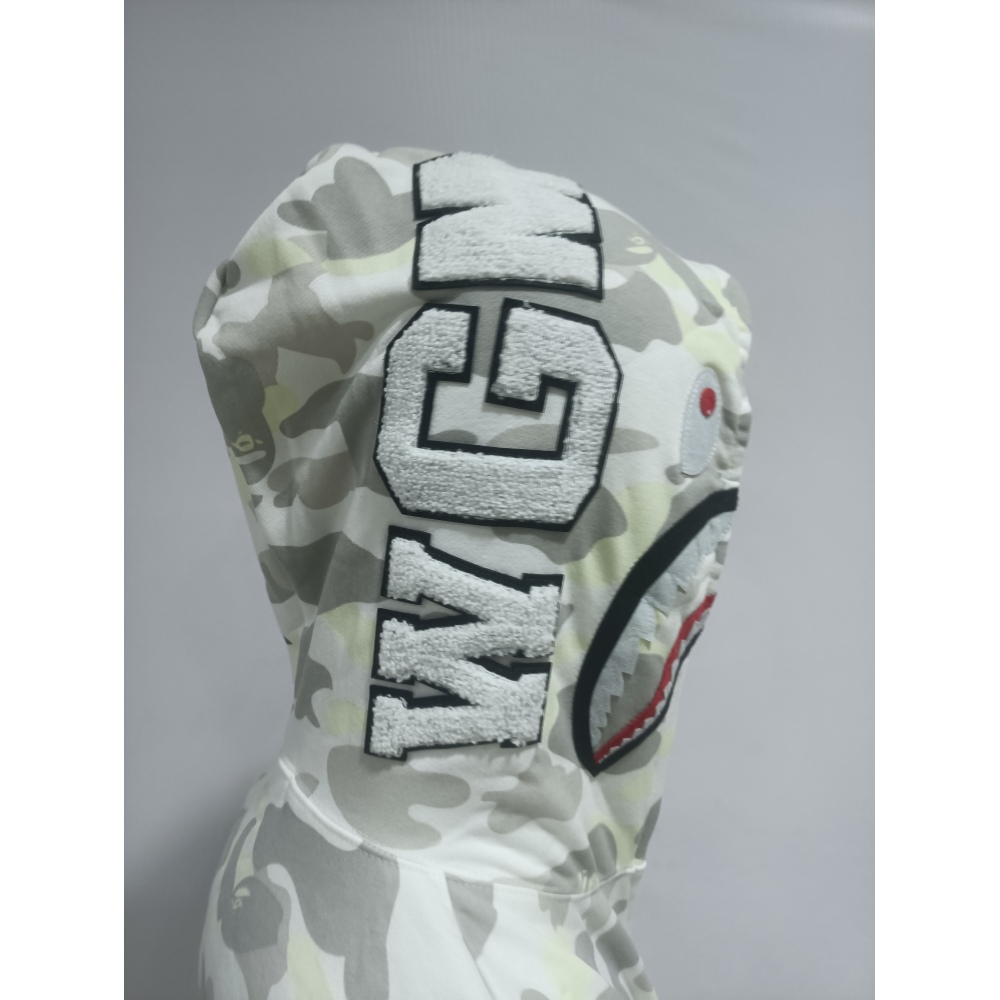 BAPE classic black and white camouflage splicing luminous hoodie 1902