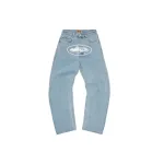 Corteiz Alcatraz Baggy Jeans Washed Blue